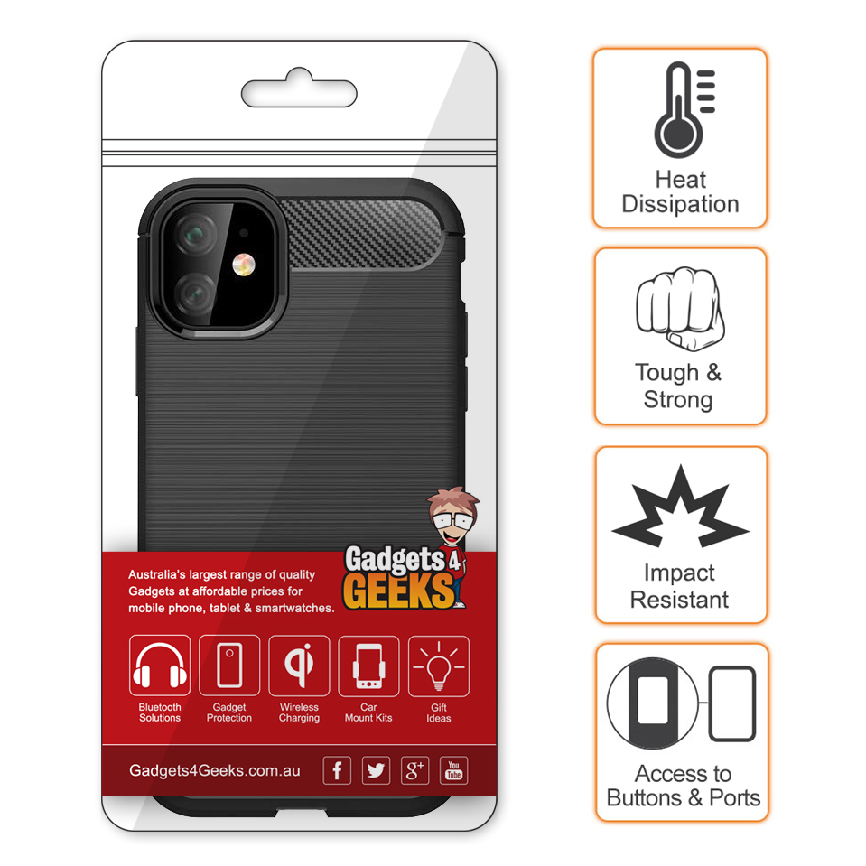 Flexi Slim Carbon Fibre Case for Apple iPhone 11 - Brushed Black